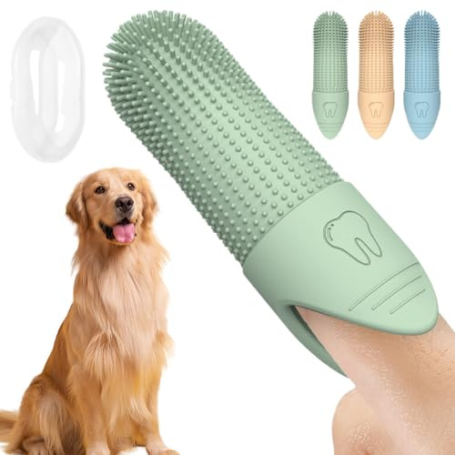 3 Pièces Brosse a Dent Chien, Brosse a Dents Doigt Chien 360º avec Boîte, Durable Brosse à Dents de Nettoyage Des Dents en Silicone pour Chiot, Chat et Petit Animaux