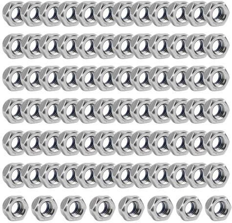 80PCS Ecrou M6 Inox, écrou Nylstop Inox M6 A2 V2a, écrou Autobloquant (Din 985 / Iso 105110), Ecrous Hexagonal En Acier Inoxydable, écrous Frein Hexagonaux Avec Insert En Nylon