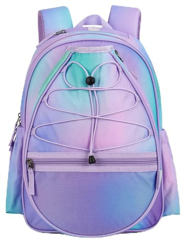 Choco Mocha Zaino da tennis per bambini, borsa da tennis per ragazze, zaino da 16 pollici, Gradiente viola, 6,7 x 13,7 x 16,1 Zoll, Zaino per bambini