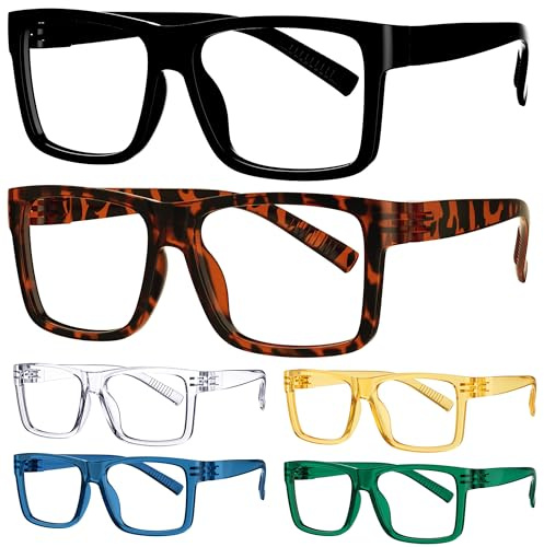 Eyekepper 6 Paia Occhiali da Lettura Senza Metallo con Protezione Luce Blu, Cerniere a Molla Senza Viti per Computer, Uomo +2.50