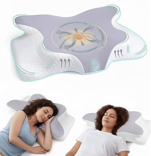 Zaxetic Memory Foam Neck Pillow for Sleeping, Ergonomic Cervical Support Pillow for Neck & Shoulder Pain Relief, Contoured Design for Side, Back & Stomach Sleepers, Breathable & Washable