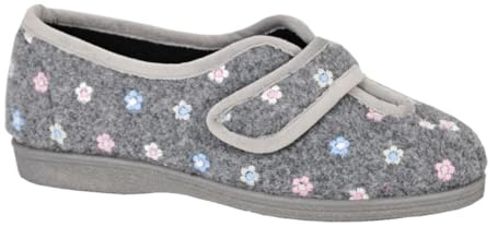 Sleepers Womens Matilda V Cut Touch Fastening Wide Fit Slippers Ladies Wide Fit Slippers Sizes 3-9 Navy Blue (EE Fitting) 9 UK