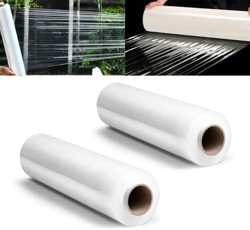 Rollo de film retráctil para palés (75cm,100cm), estirable, de grado industrial, resistente al agua y a la humedad, para equipaje, almacenamiento y estabilización de palés.(Size:100cm x 2 Rolls)