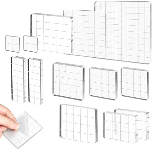 Junhonze 13 Piezas Bloque De Sello De AcríLico - Bloques Para Sellos Transparentes - Sello De Silicona, Adecuadas Para áLbumes De Recortes, áLbumes De Fotos, Tarjetas Y Manualidades