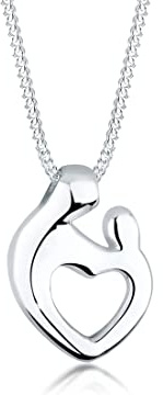 Elli Halskette Damen Mutter Kind Anhänger Herz Verbundenheit in 925 Sterling Silber