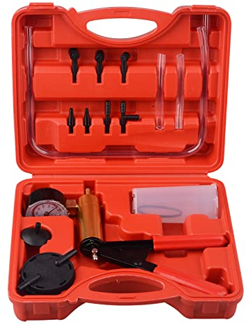 Vacuum Pump Brake Pump Tester Set Vacuum Gauge and Brake Bleeder Kit for Car with Adapters Housing Metal Handle