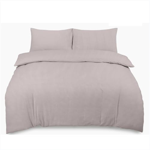 GC GAVENO CAVAILIA Flannelette Duvet Covers With Pillow Cases, Flannel Plain Dyed Duvet Cover Sets, Reversible King Size Quilt Covers Bedding Set, 100% Brushed Cotton Bed Cover Set, Grey