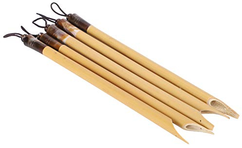 Pssopp 5-delad keramisk polymer bambu penna formningsverktyg naturlig bambu kalligrafi penna för engelsk övning skrivning hem skolmaterial (#1)