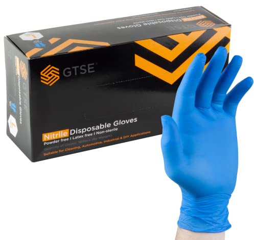 GTSE Box of 100, Blue Nitrile Gloves, Size Large (L), Latex & Powder Free