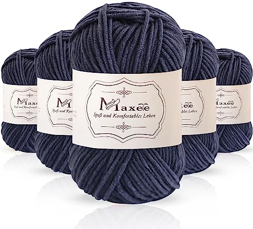Maxee 250g(50gx5) Handstrickgarn Multicolor, Acryl Garn zum Stricken, Weicher Wolle zum Häkeln und Kunsthandwerk, Hand Knitting Garn zum Häkeln, Schals für Strickanfänger, Erfahrene Stricker