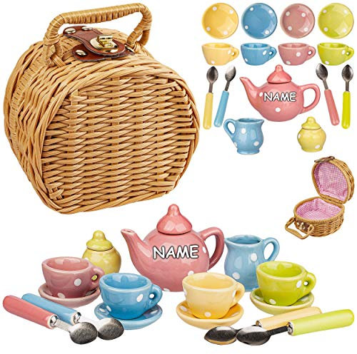 alles-meine.de GmbH Puppenküche - Geschirr & Zubehör Verschiedene Modelle wählbar 18 TLG. großes Set Picknick Korb - Puppengeschirr/Kaffeeservice & Teeservice - Bunte Pun..