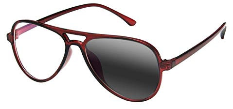 APZAZA Multifocal Progressive Men's Women Retro Cat Eye Ultraviolet Proof Double Beam UV400 Transition Photochromic (Red, 2, multiplier_x)