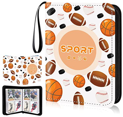 Sports Card Binder, ,4-Pocket Trading Card Binder,400 Pockets Double Sided Pockets Baseball Card Binder, Football Baseball Basketball Hockey Card Collection Storage Album