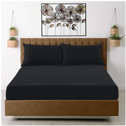 Super Dreamer Lenzuolo con angoli per letto singolo, nero, tinta unita in microfibra (11795933)