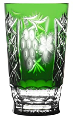 Ajka Marsala - Bicchiere da cocktail Highball in cristallo verde smeraldo con scatola di piombo, 374 ml, unità singola