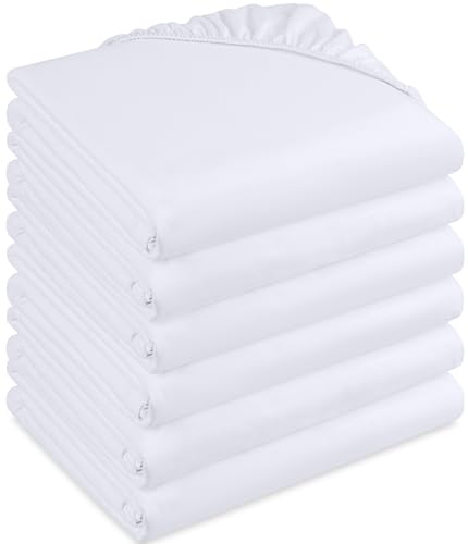 Utopia Bedding - 6er Set Spannbettlaken 140 x 200 cm - Weiß - Gebürstete Mikrofaser Spannbetttuch - 35 cm Tiefe Tasche