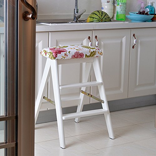 Klappbare Trittleiter, Hocker, Treppen, Multifunktions-Hochstuhl, tragbar, Haushaltsprodukte, Küche, 3 Stufen, Gummi (weiß)