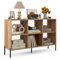 HOMASIS Bücherregal mit 6 Würfeln, Würfelregal mit verstellbarem Ablagen & Metallbeinen, Standregal aus Holz, Aufbewahrungsregal platzsparend, Bücherschrank für Wohnzimmer, 120x35x79,5 cm (Natur)