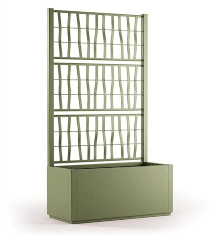 Tomaino - Fioriera con spalliera in plastica, separè grigliato piante rampicanti per esterno, terrazzo, giardino 80x36x140 h cm (Fioriera con spalliera, Verde)