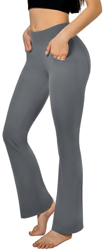 SINOPHANT utsvängda yogabyxor, damleggings, hög midja, slagbyxor, ogenomskinliga leggings, bootcut, joggingbyxor med fickor