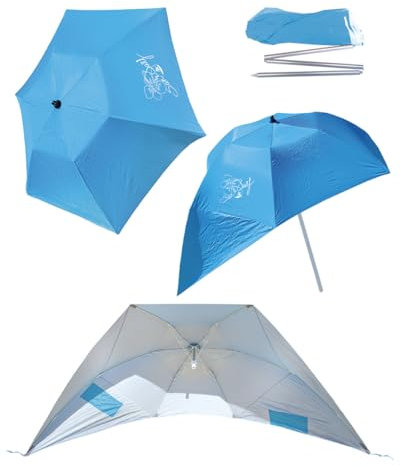 SUN & SURF Parasol compact triple forme 180 cm Parasol pliable abri solaire UPF 50+ UV. Super résistant 60 cm plié. Sac inclus, bleu, grand, grand, grand, grand, grand et grand, bleu, grand