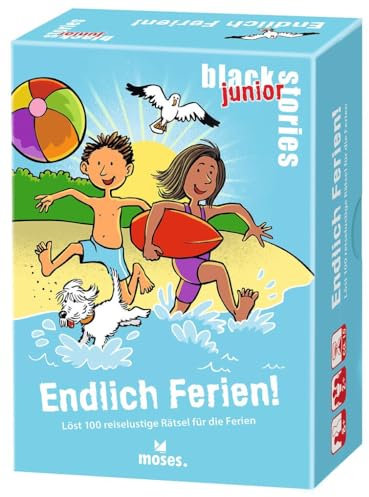 moses. Black Stories junior – Endlich Ferien! XXL-Rätselspaß mit 100 Reise-Rätseln für Kinder ab 8 Jahren, 100 Karten mit Kinderrätseln für eine spannende Ferienzeit