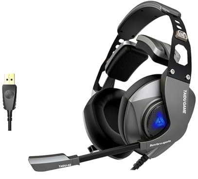 DAYnagh Cuffie sovrauricolari regolabili con microfono integrato con cancellazione del rumore 7.1 Surround Sound migliora il gioco