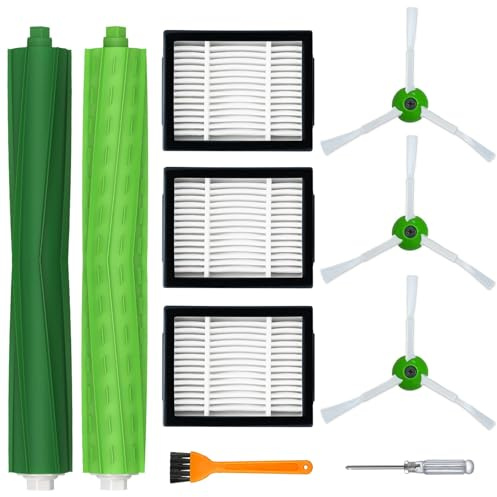 Ersatzteile Zubehör Set für iRobot Roomba i7 i7+ i3 i3+ i4 i4+ i6 i6+ i8 i8+ E5 E6 j7 j7+ – 1 Paar Gummibürsten, 3 Filter, 3 Seitenbürsten – Kompatibel mit Roomba E/I/J Serie(Nicht für Combo j7+, j9+)