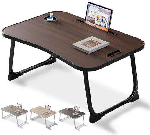 Laptop Bed Desk, Tray Table for Writing, Laptop Stand for Bed, Sofa, Home and Office (Dark Wood)