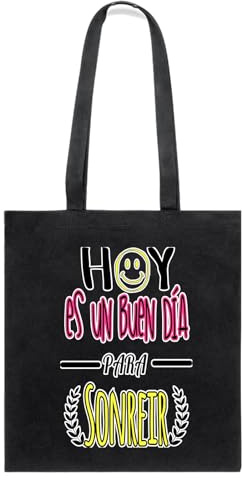 Docliick. Bolso Tote bag con Frase Motivadora y Mensaje. Regalo Motivador para Mujer. Bolso tela compracon mensaje motivador.Algodón 100% - Hoy es un buen dia