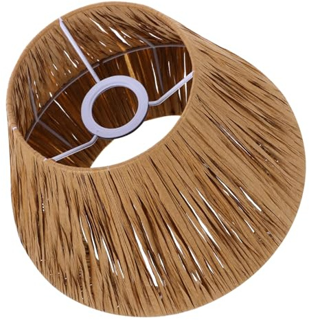 SOPOTUTU Pantalla Lámpara de Rafia Natural Rústica para Lámparas de Mesa y Protección Antirreflejo Diseño Boho para Salón y Dormitorio Montaje DIY Fácil