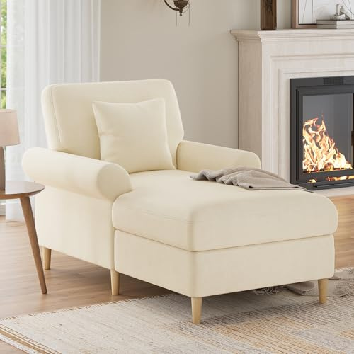 TIZZ Sillón de relax XXL acolchado, plegable, cómodo sillón de lectura, sillón de terciopelo, puf para salón y dormitorio, color beige