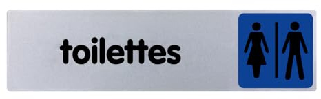 Plaquette de porte Toilettes H/F - couleur 170x45mm - 4033686