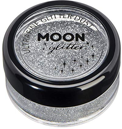Klassischer ultrafeiner Glitter-Staub von Moon Glitter - 100% kosmetische Glitzer für Gesicht, Körper, Nägel, Haare und Lippen - 5g - Silber