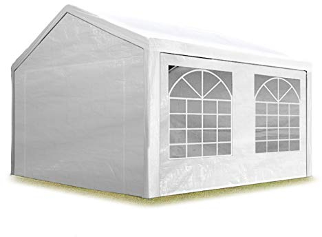TOOLPORT Partyzelt Pavillon 3x5 m in weiß PE Plane 350 N Wasserdicht UV Schutz Festzelt Gartenzelt