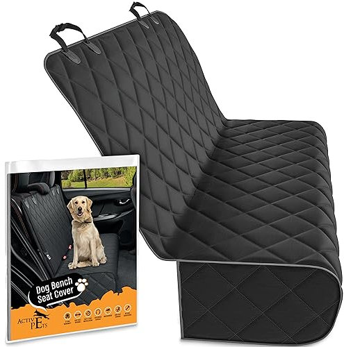 Active Pets Black Car Rear Seat Cover for Dogs, Durable Waterproof & Scratch Resistant Vehicle Backseat Protector, Nonslip Dog Accessory & Pet Protection for Back Seats, Machine Washable