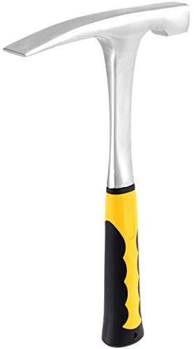 KOHAND 32 oz 12 Inch Rock Pick Hammer, Brick Hammer, Geological Rock with Flat Tip and TPR Rubber Grip
