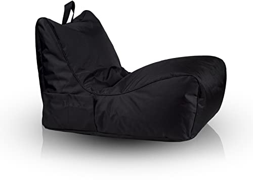 Ecopuf - Flavio Polyesterpuff - Sittpuff med förvaringsficka och handtag - Sittpuff fåtölj med handtag - polystyrenfyllning - 80x60x60cm - XL - Svart Nc14