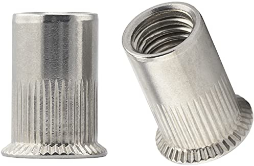 OPIOL QUALITY® Senkkopf Einnietmuttern Rundschaft M8x19 mm aus Edelstahl A2 V2A (50 Stück) Offen Gerändelt Nietmuttern Gewindenieten Blindnietmutter Blindmuttern Rund Gewinde