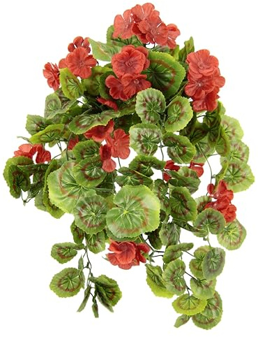 Konstgjorda hängande pelargonbuske pelargon hängande ampel sidenblommor konstgjorda växter pelargon balkongblomma inomhusväxt klassisk växt blombuske grön växt girlang ranka