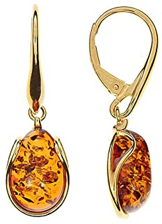 Orecchini in ambra di Artisana, eleganti orecchini moderni in ambra e argento sterling 925/000 placcato oro
