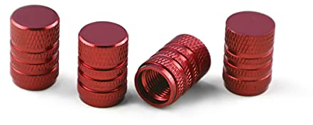 CGEAMDY 4 Pcs Hochwertige Farbe Aluminium Ventilkappen, Aluminium Ventilkappen, Universelle Ventilkappen für Autos LKWs Motorräder, Universal Reifenventilkappen (Rot)