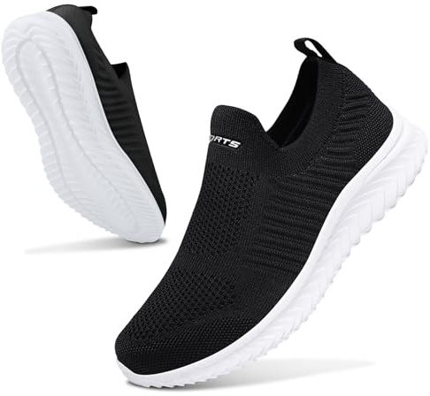 Sneakers Låga Dam Lätta Sneakers Löpning Sport Gym Sneaker, Svart vit, 36 EU