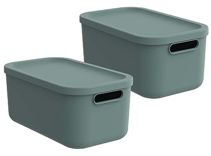 Rotho 2er-Set Aufbewahrungsbox 12l mit Deckel