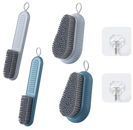 2 Spazzole Multifunzione per la Casa in Plastica con 2 Ganci Adesivi, Spazzola per Unghie con Setole Dure per Uomini e Donne