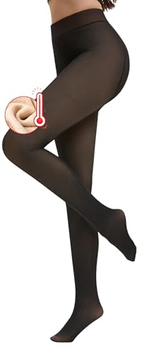 Lnmyic Termostrumpbyxor för kvinnor, fleecestrumpbyxor dam vinter, fodrade strumpbyxor, termiska leggings dam, falska genomskinliga plyschstrumpor, trosor, värmande fleecestrumpbyxor, Svart