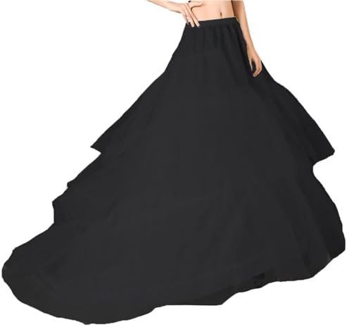 Genérico Enaguas de la Boda Cancan Tul Largo Cola Aros Enaguas Enteras Crinolina Cancán Miriñaque para Mujer Faldas Vestidos Underskirt Enagua de la Boda Accesorios Falda Petticoat(Negro,38)