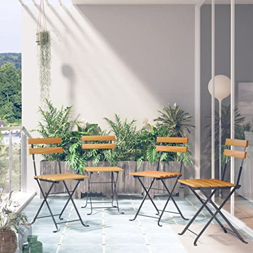 KTHLBRH Lot de 4 chaises de bistrot pliantes en bois d'acacia massif, chaises d'extérieur, chaises de terrasse, chaises de loisirs, chaises de balcon pour terrasse, jardin, terrasses