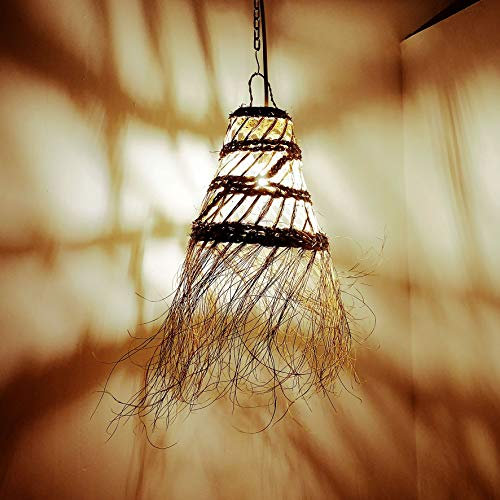 Generico Lámpara colgante de paja artesanal marroquí: estilo étnico, iluminación natural y acogedora 2403211009, 2403211001