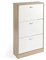 DUPI Mueble Zapatero Madera | 3 Puertas Oscilobatientes | 6 Baldas para 28 Zapatos | Diseño Minimalista | Zapatero Entrada (Taupe/Blanco)